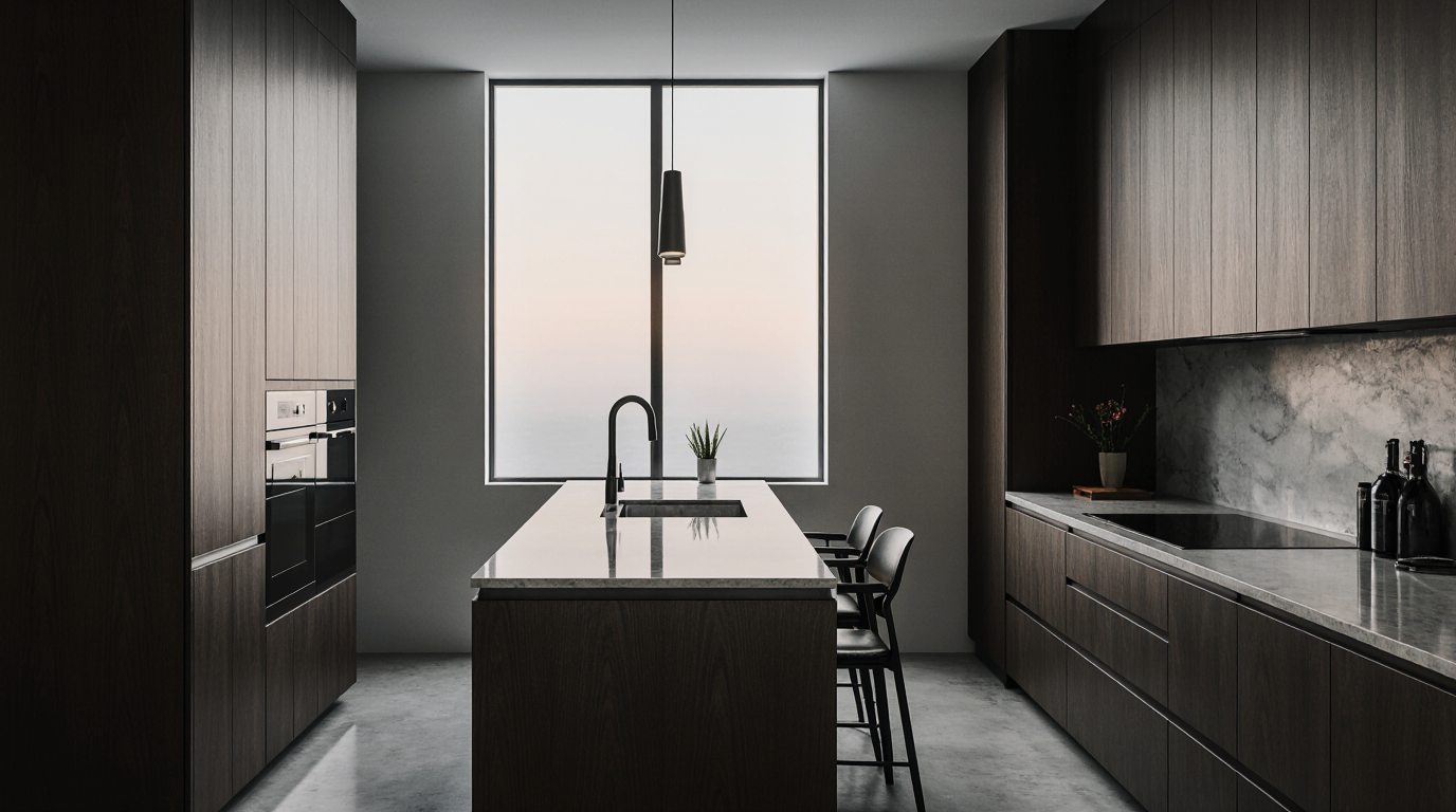 Dark Wood Modern Kitchen Cabinets