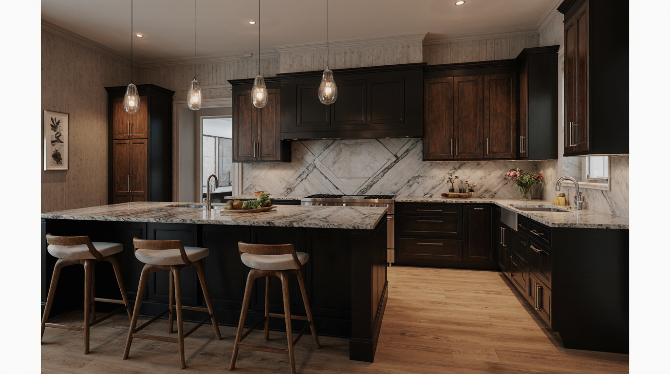 Black and Brown Kitchen