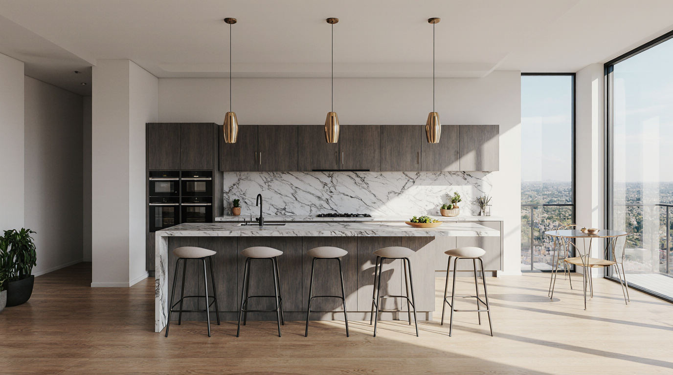 Modern Kitchen with Glass Cabinets