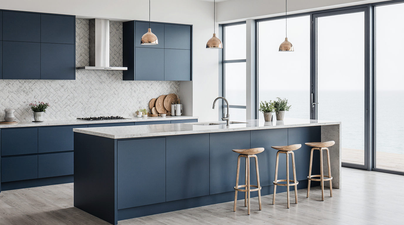 Modern Blue Kitchen Cabinets