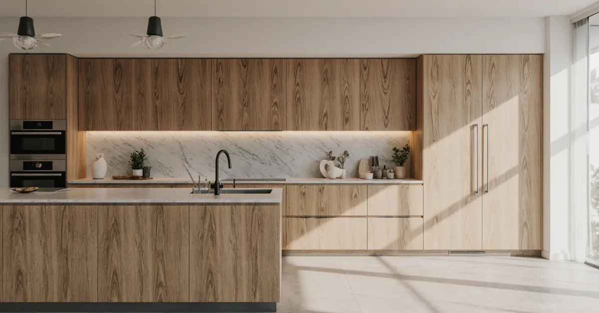 Many assume achieving a modern kitchen aesthetic with real wood in a coastal city is a battle against nature. The truth is, the material it…